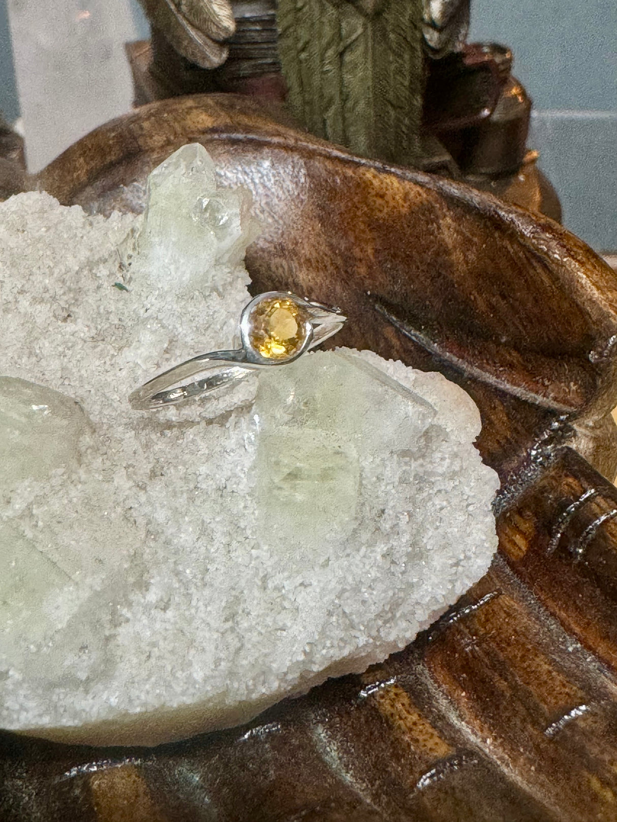 Citrine Silver Ring Size 9 - Manifestation. Abundance.