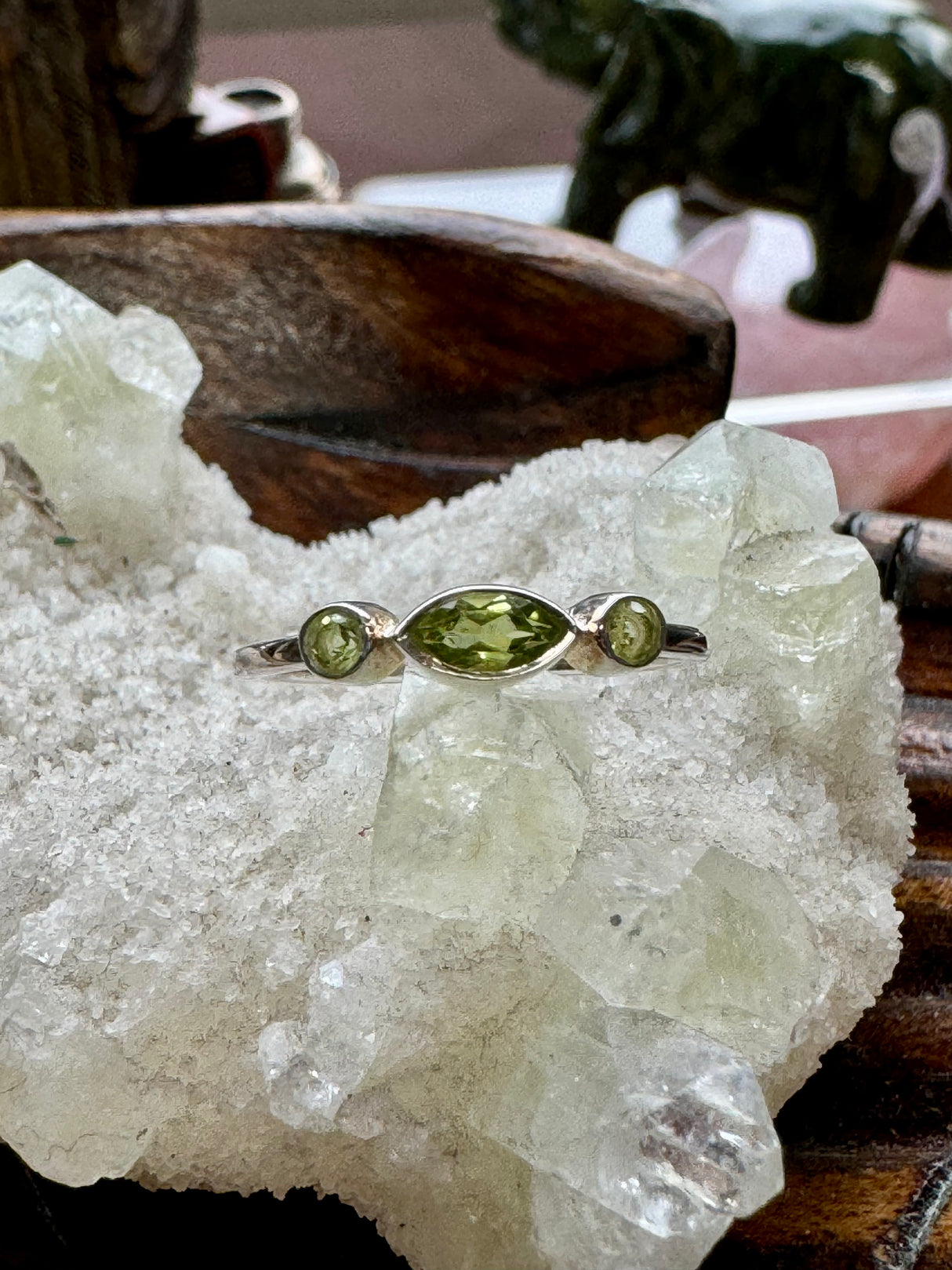 Peridot Silver Ring Size 9 -  “I welcome abundance in all areas of my life”.