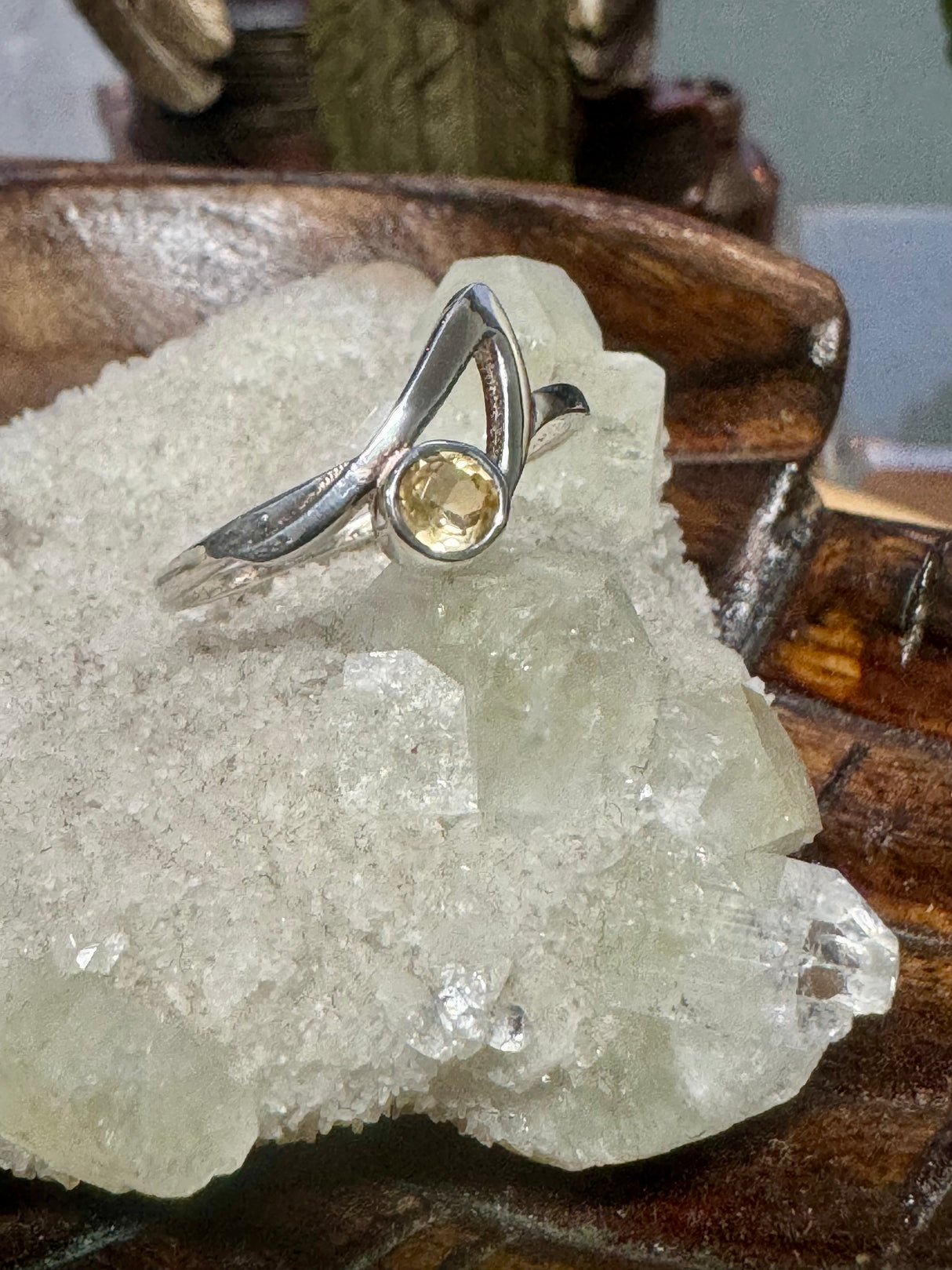 Citrine Silver Ring Size 9 - Manifestation. Abundance.