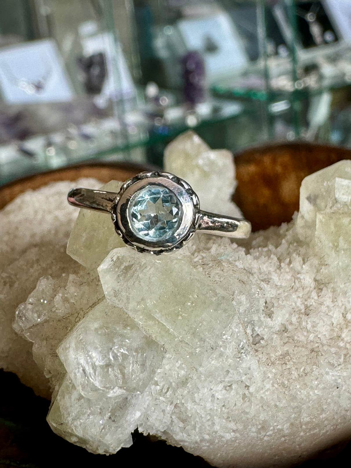 Blue Topaz Silver Ring Size 7 - "I communicate my thoughts with confidence and clarity."