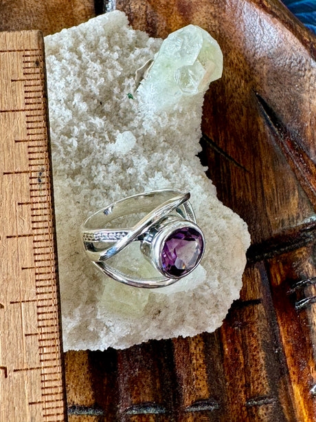 Amethyst Silver Ring Size 7 - “I trust my intuition and allow it to guide me each day”