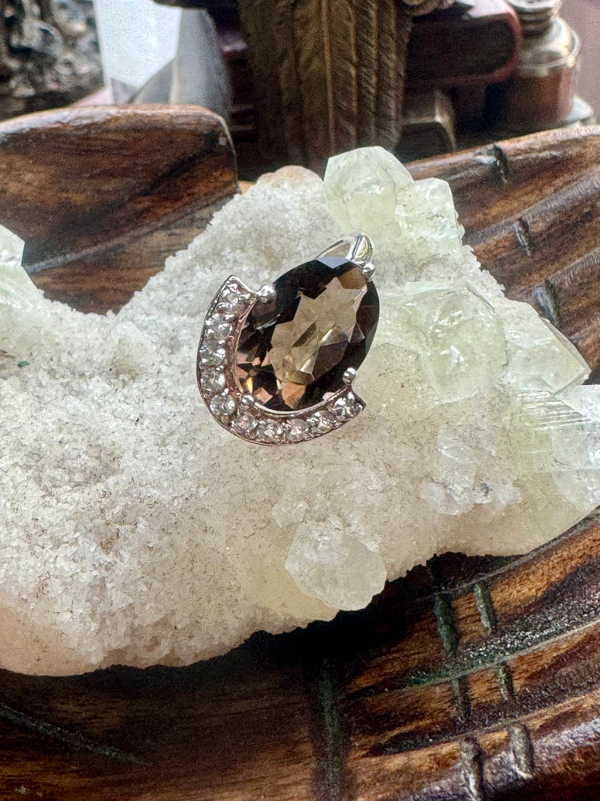 Smoky Quartz Silver Ring Size 9 -  “My spirit is deeply grounded in the present moment”.