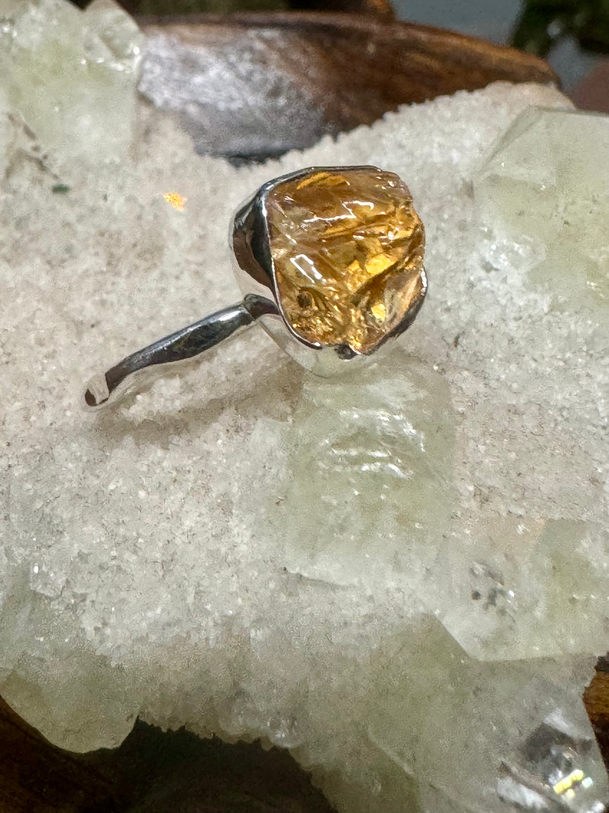 Citrine Silver Ring Size 9 - Manifestation. Abundance.