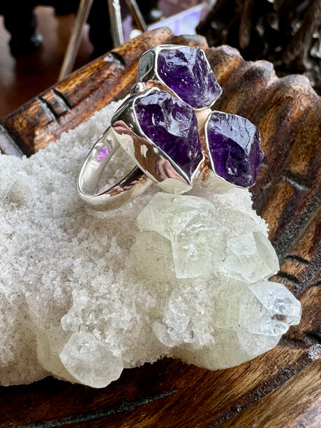 Amethyst Silver Ring Size 9 - "I am passionate and enthusiastic in all areas of my life."