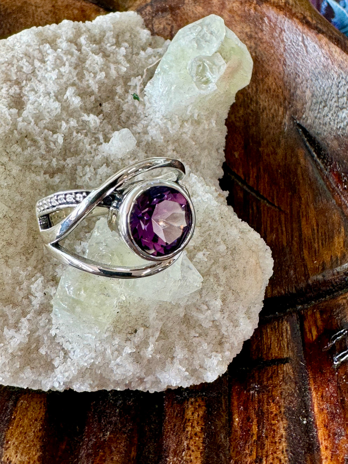 Amethyst Silver Ring Size 7 - “I trust my intuition and allow it to guide me each day”