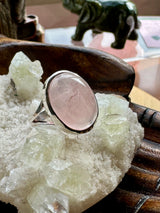 Rose Quartz Silver Ring Size 9 -  “I radiate love, beauty, confidence and grace”.