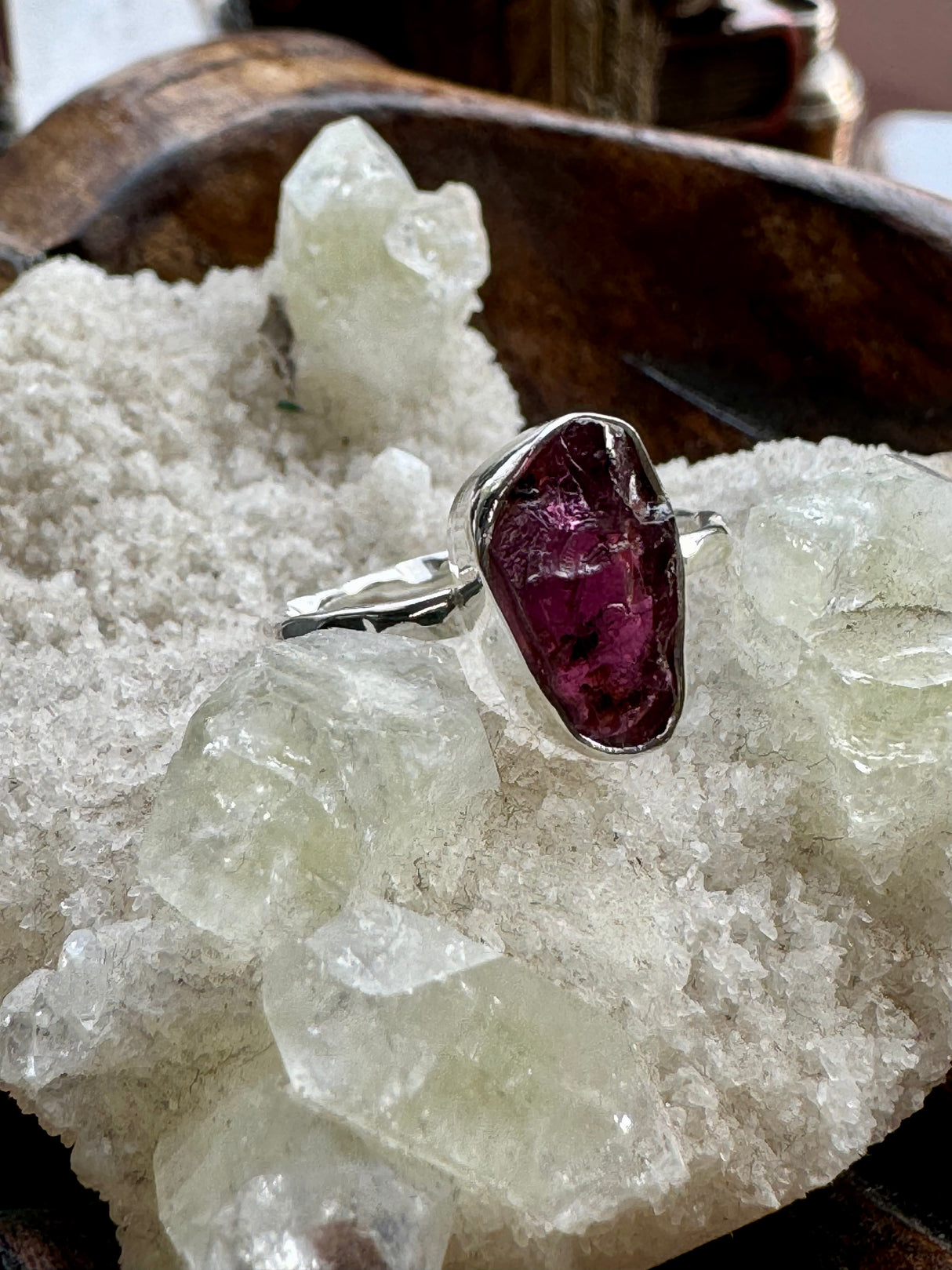 Garnet Rough Silver Ring Size 9 - "I am passionate and enthusiastic in all areas of my life."