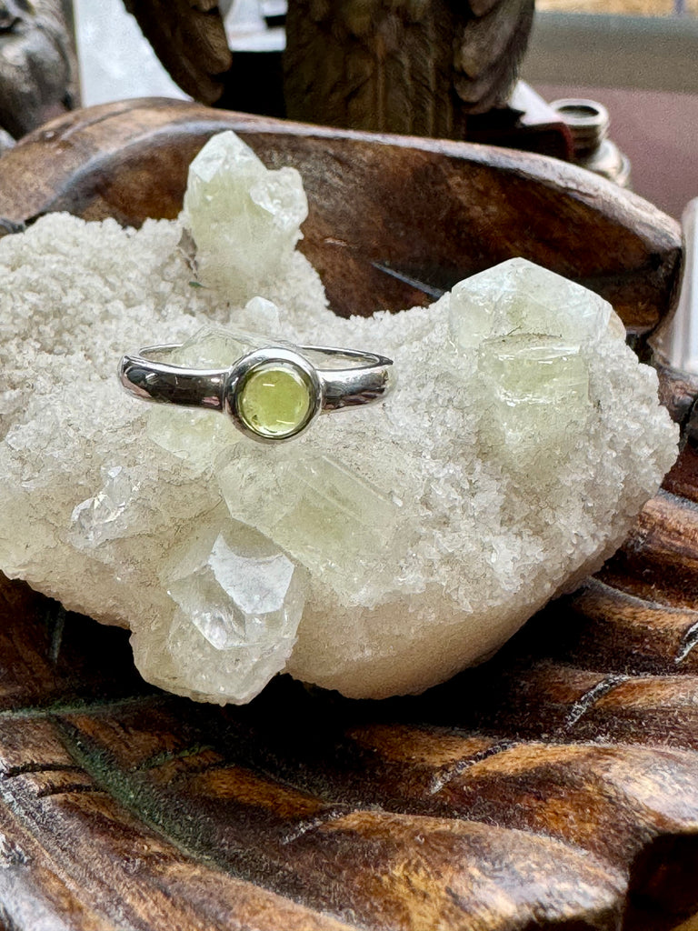 Peridot Silver Ring Size 9 -  “I welcome abundance in all areas of my life”.