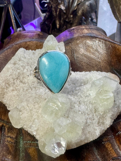 Larimar Silver Ring Size 9 -“I allow myself to express my inner femininity”