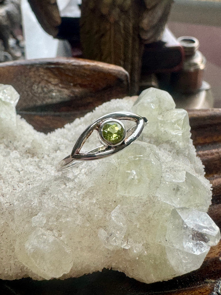 Peridot Silver Ring Size 9 -  “I welcome abundance in all areas of my life”.