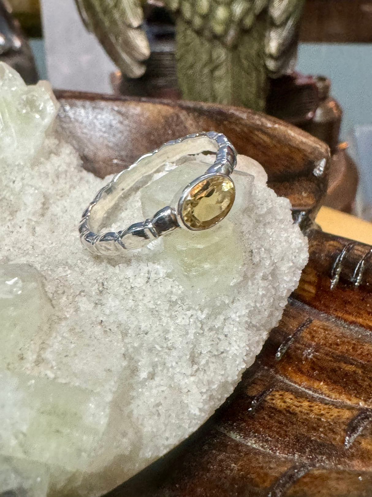 Citrine Silver Ring Size 9 - Manifestation. Abundance.