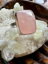 Rose Quartz Silver Ring Size 9 -  “ I radiate love, beauty, confidence and grace”.