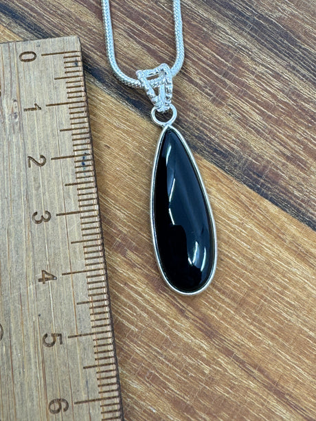 Black Obsidian Silver Pendant - "I release negative energy within and around me."