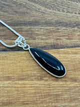 Black Obsidian Silver Pendant - "I release negative energy within and around me."