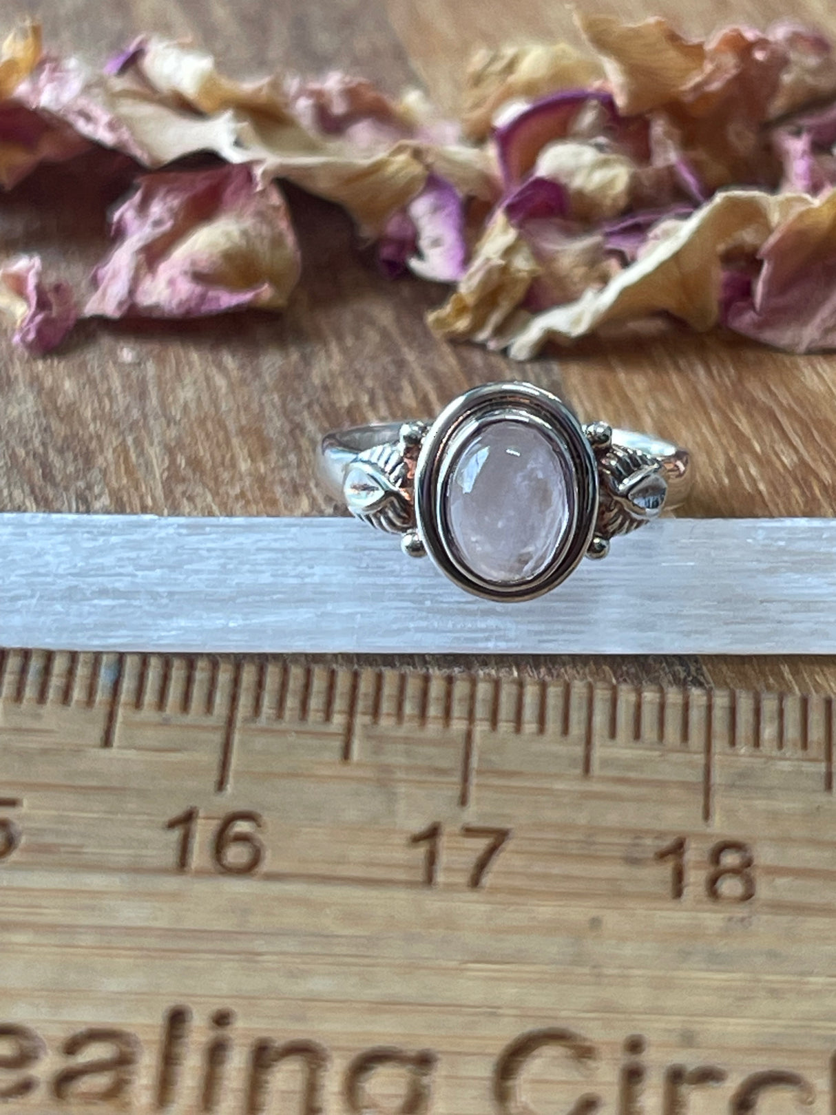 Rose Quartz Silver Ring Size 7 - “I radiate love, beauty, confidence and grace”.