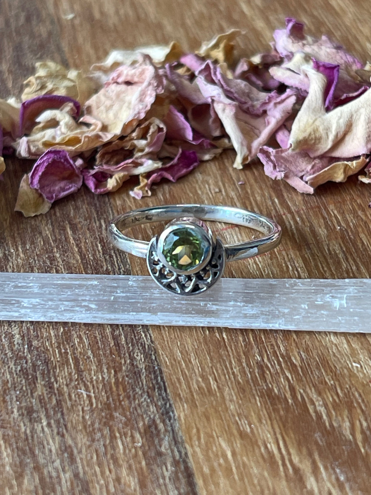 Peridot Silver Ring Size 7 - “I welcome abundance in all areas of my life”.