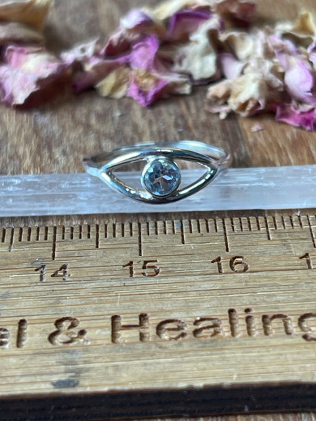 Blue Topaz Silver Ring Size 7 - "I communicate my thoughts with confidence and clarity."