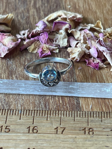 Blue Topaz Silver Ring Size 7 - "I communicate my thoughts with confidence and clarity."