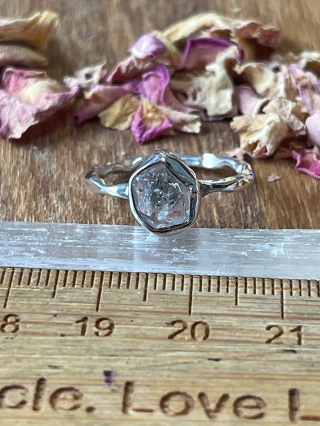 Herkimer Diamond Silver Ring Size 7 - “ I am attuned to the white light of the Divine”.