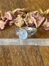 Rainbow Moonstone Silver Ring Size 8 - “My mind is open to new possibilities and opportunities”.