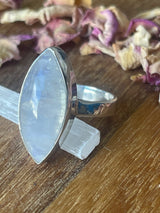 Rainbow Moonstone Silver Ring Size 8 - “My mind is open to new possibilities and opportunities”.