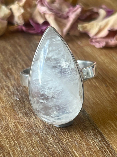 Rainbow Moonstone Silver Ring Size 8 - “My mind is open to new possibilities and opportunities”.