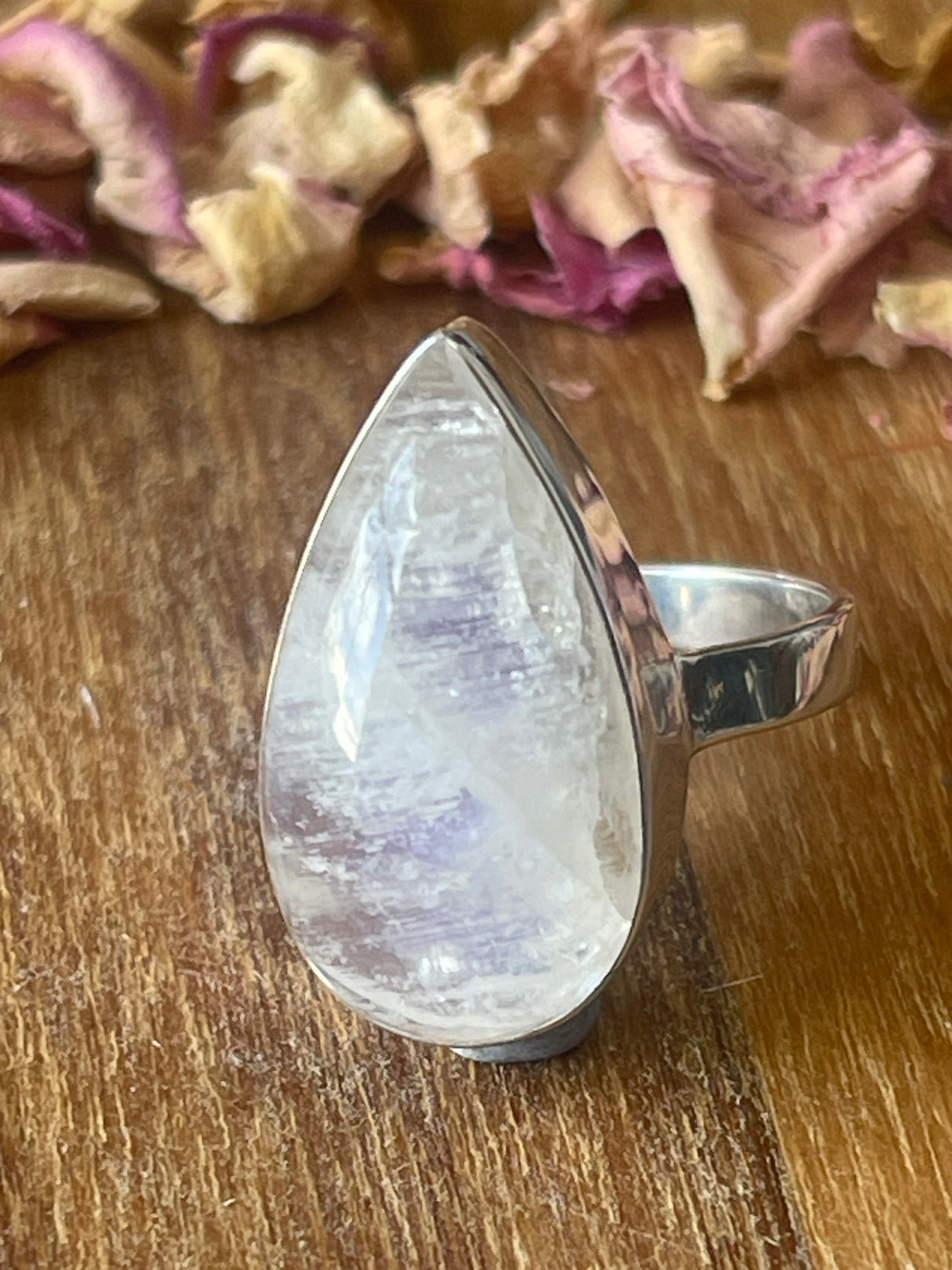 Rainbow Moonstone Silver Ring Size 8 - “My mind is open to new possibilities and opportunities”.