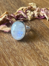 Rainbow Moonstone Silver Ring Size 8 - “My mind is open to new possibilities and opportunities”.