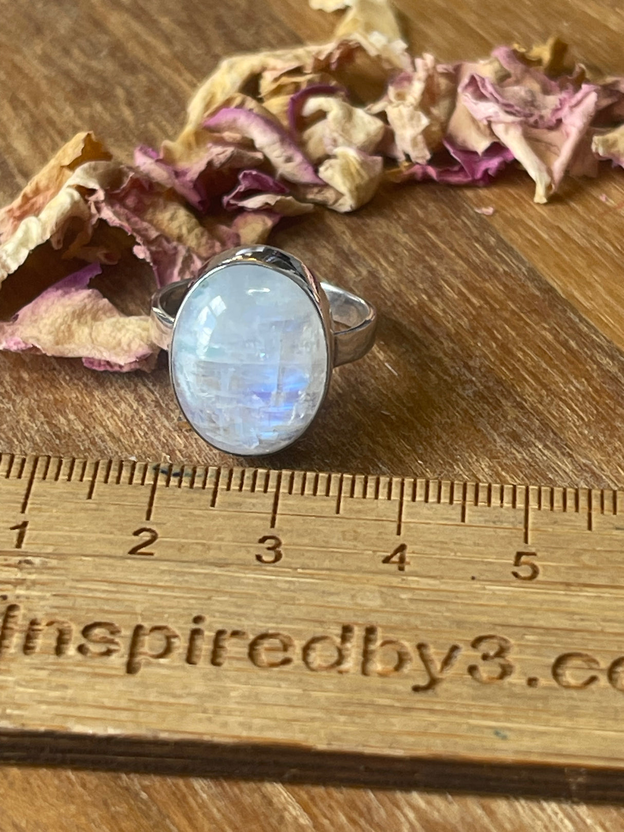 Rainbow Moonstone Silver Ring Size 8 - “My mind is open to new possibilities and opportunities”.