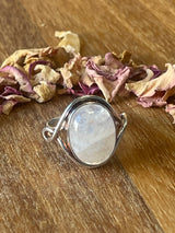 Rainbow Moonstone Silver Ring Size 8 - “My mind is open to new possibilities and opportunities”.