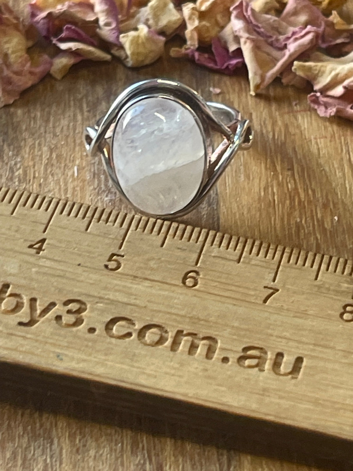 Rainbow Moonstone Silver Ring Size 8 - “My mind is open to new possibilities and opportunities”.