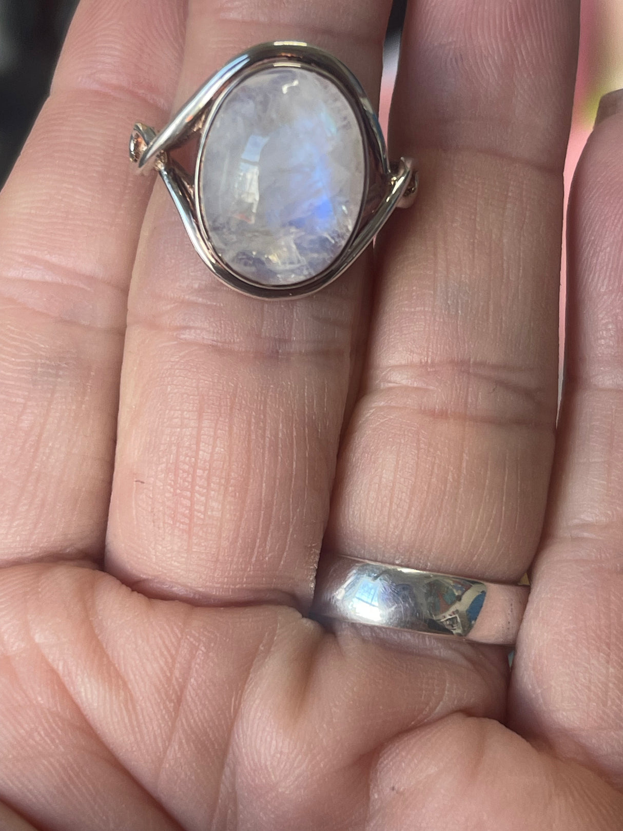 Rainbow Moonstone Silver Ring Size 8 - “My mind is open to new possibilities and opportunities”.