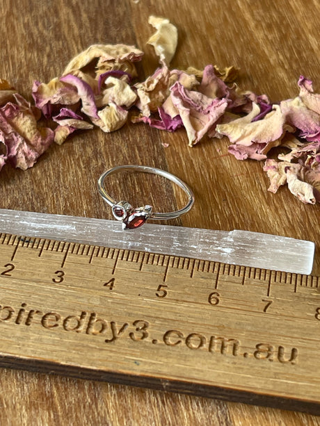 Garnet Silver Ring Size 8 - "I am passionate and enthusiastic in all areas of my life."