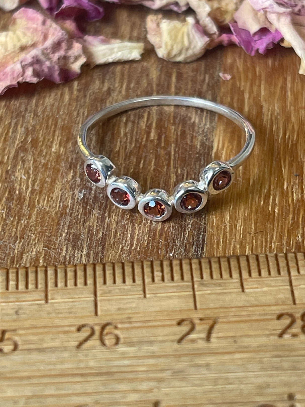 Garnet Silver Ring Size 8.5 - "I am passionate and enthusiastic in all areas of my life."