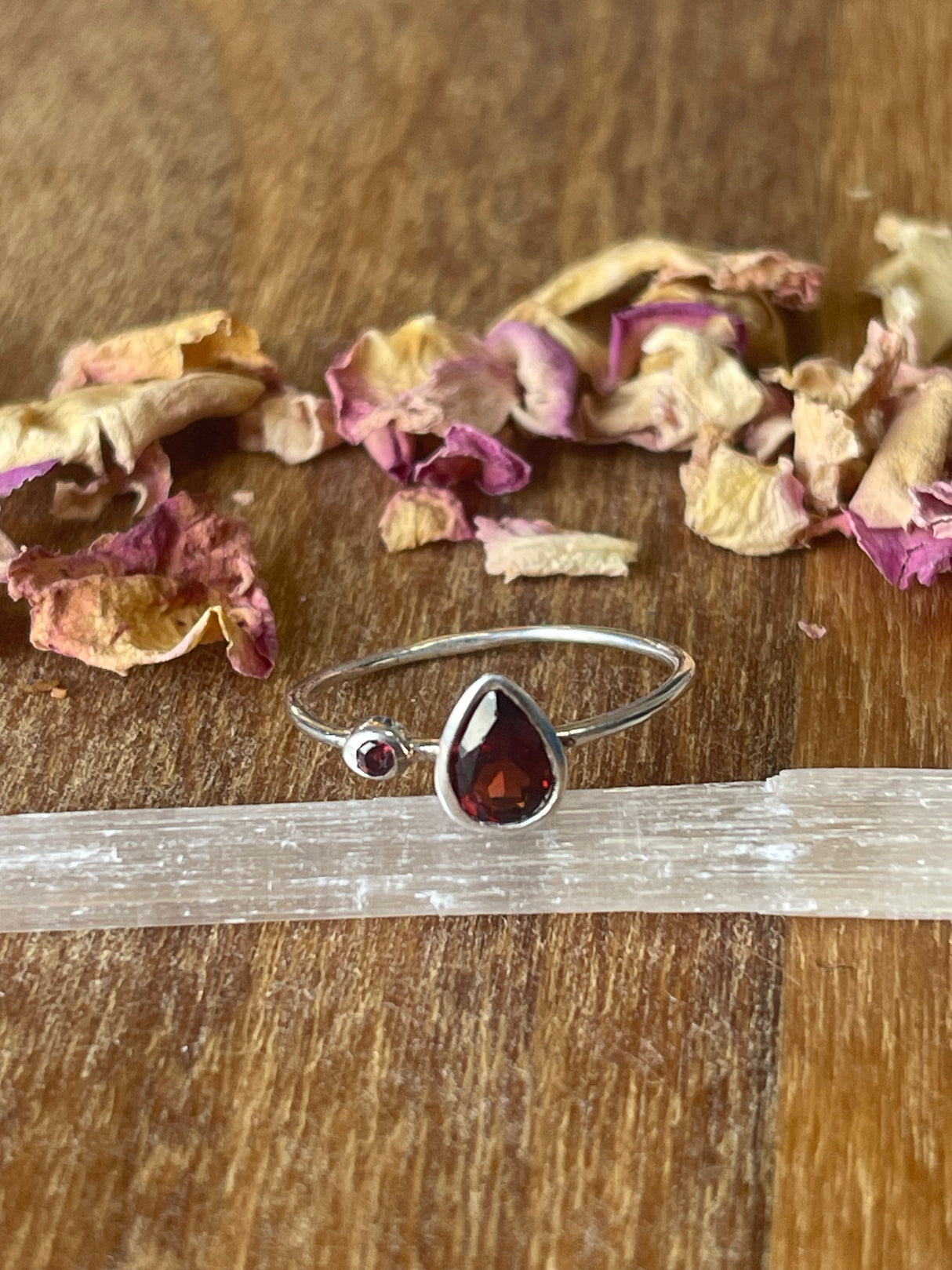 Garnet Silver Ring Size 8 - "I am passionate and enthusiastic in all areas of my life."