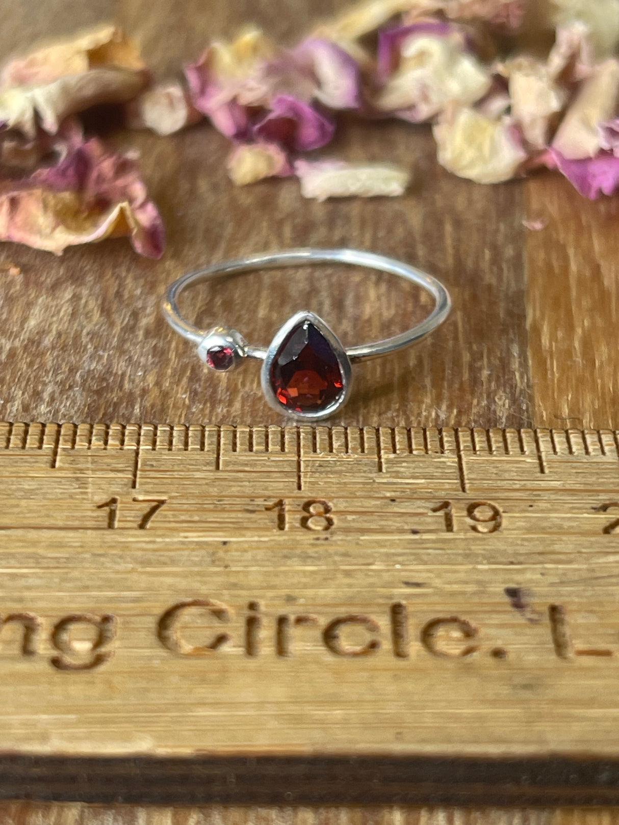 Garnet Silver Ring Size 8 - "I am passionate and enthusiastic in all areas of my life."