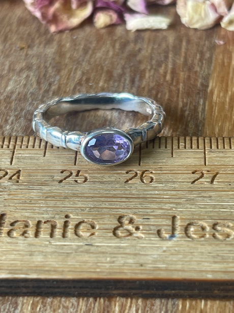 Amethyst Silver Ring Size 8 - “I trust my intuition and allow it to guide me each day”