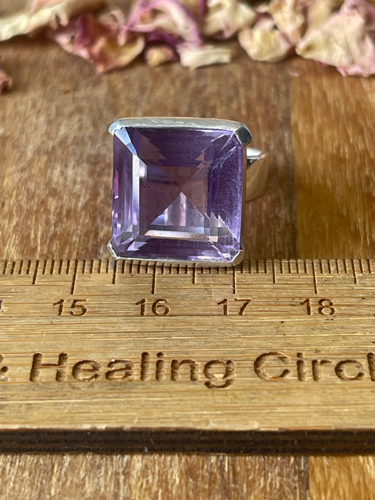 Amethyst Silver Ring Size 8 - “I trust my intuition and allow it to guide me each day”