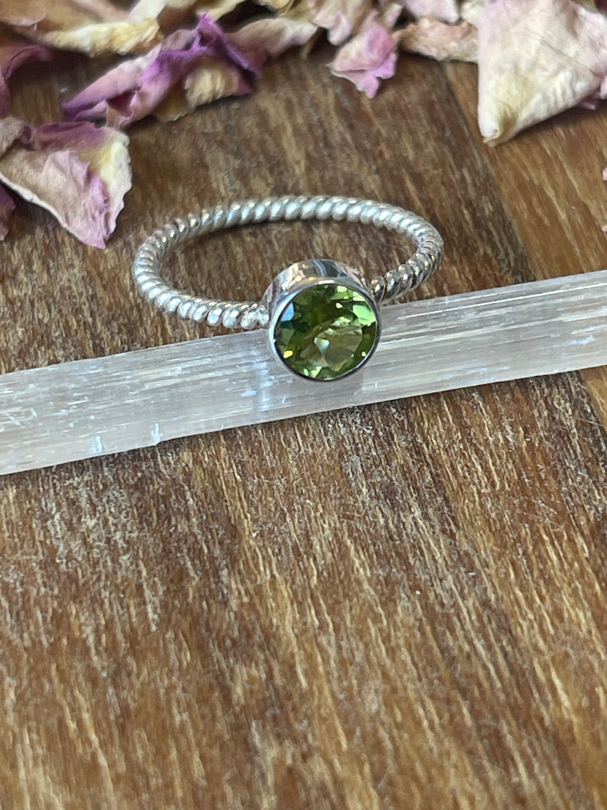 Peridot Silver Ring Size 8 -  “I welcome abundance in all areas of my life”.