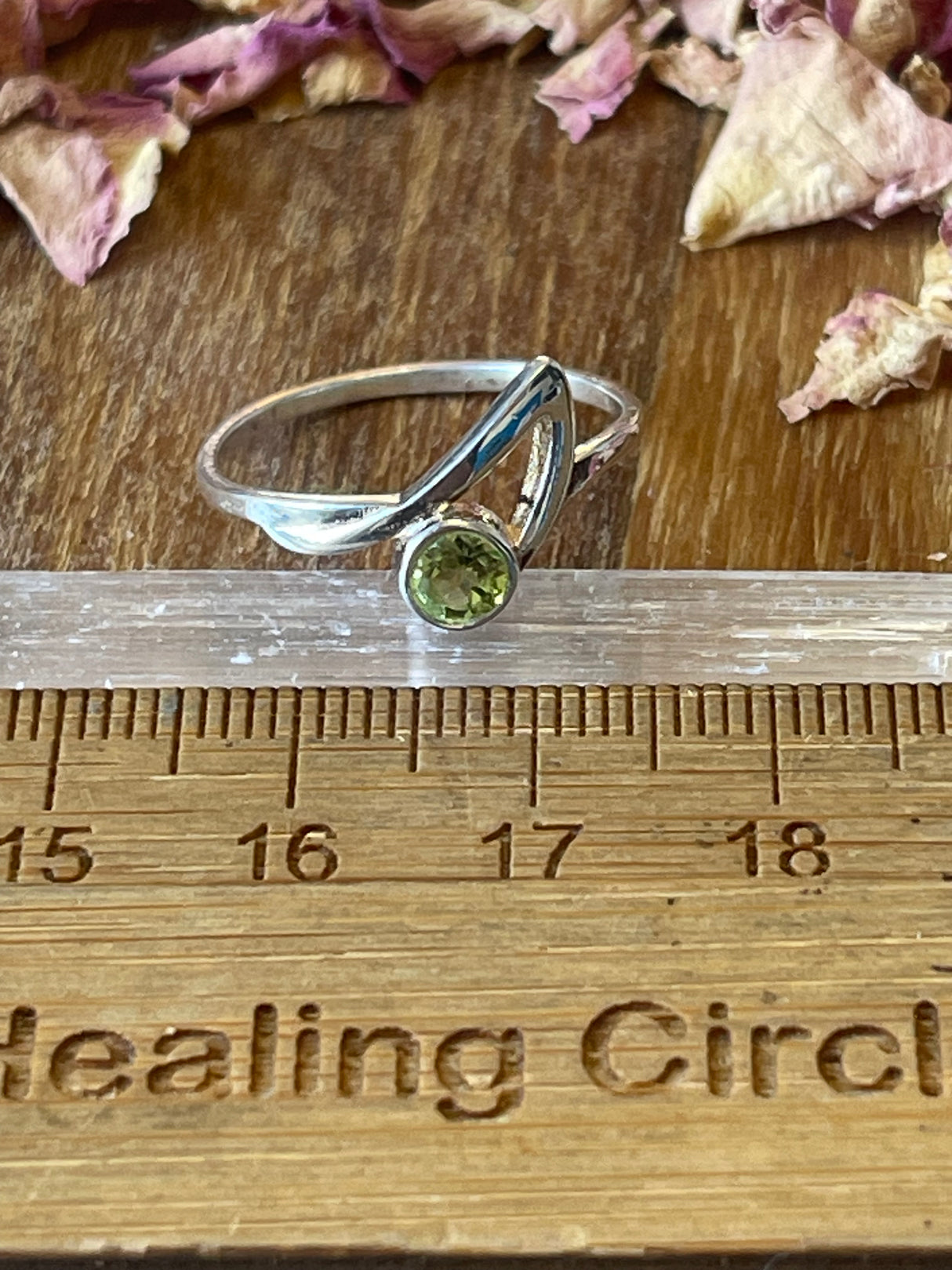 Peridot Silver Ring Size 8 -  “I welcome abundance in all areas of my life”.