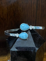 Larimar Sterling Silver Bangle - Goddess Yemaya - Goddess of the Ocean - Healing