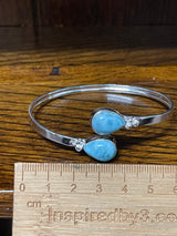 Larimar Sterling Silver Bangle - Goddess Yemaya - Goddess of the Ocean - Healing