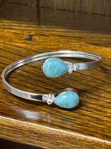 Larimar Sterling Silver Bangle - Goddess Yemaya - Goddess of the Ocean - Healing