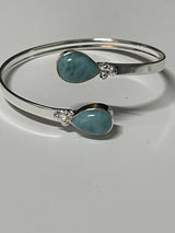 Larimar Sterling Silver Bangle - Goddess Yemaya - Goddess of the Ocean - Healing