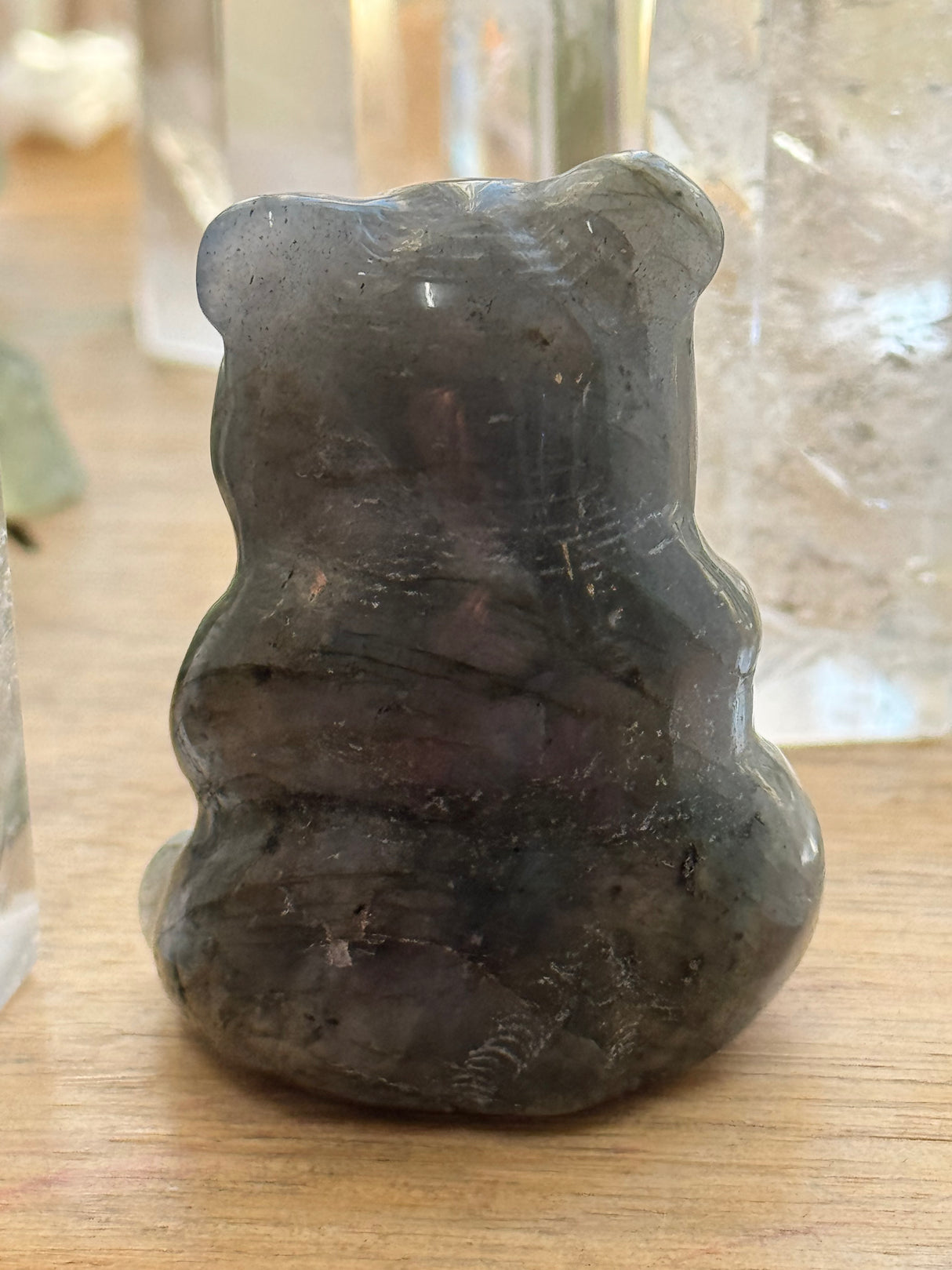 Labradorite Teddy Bear Carving -