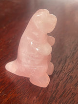 Rose Quartz Dinosaur Carving - Love. Luck.