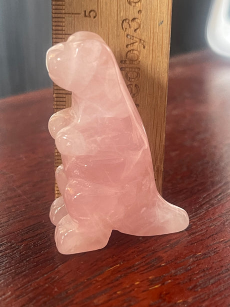 Rose Quartz Dinosaur Carving - Love. Luck.