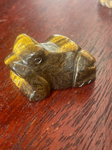 Tiger Eye Frog Carving - Strength. Protection.