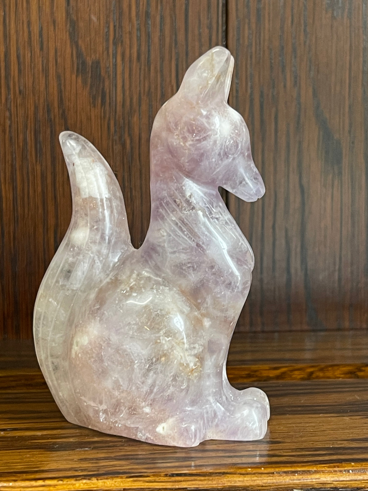 Pink Amethyst Fox Carving 272g - “ I am a strong and loving person”.