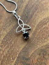 Black Onyx Silver Triquetra Pendant & Chain - "I am focused and can do anything I set my mind to."